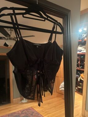 Cotton Candy Black Lace Tie-Front Camisole